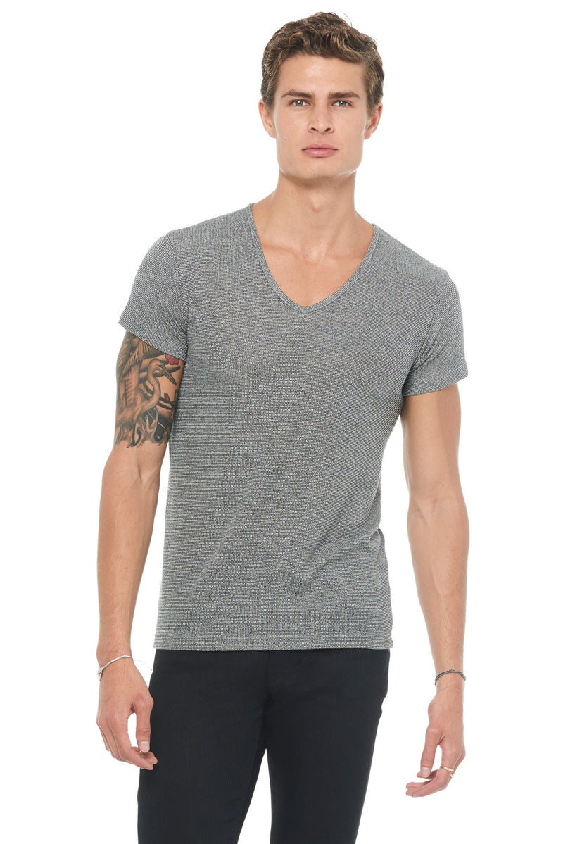 Men's Novelty Texture V-neck — Black Gravel