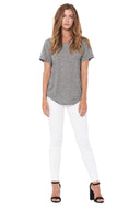 Women's Novelty Texture Wide Neck Tee - Black Gravel