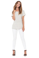 Women's Novelty Texture Wide Neck Tee - Cream Thermal - view 3