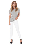 Women's Novelty Texture Wide Neck Tee - Melange - view 2